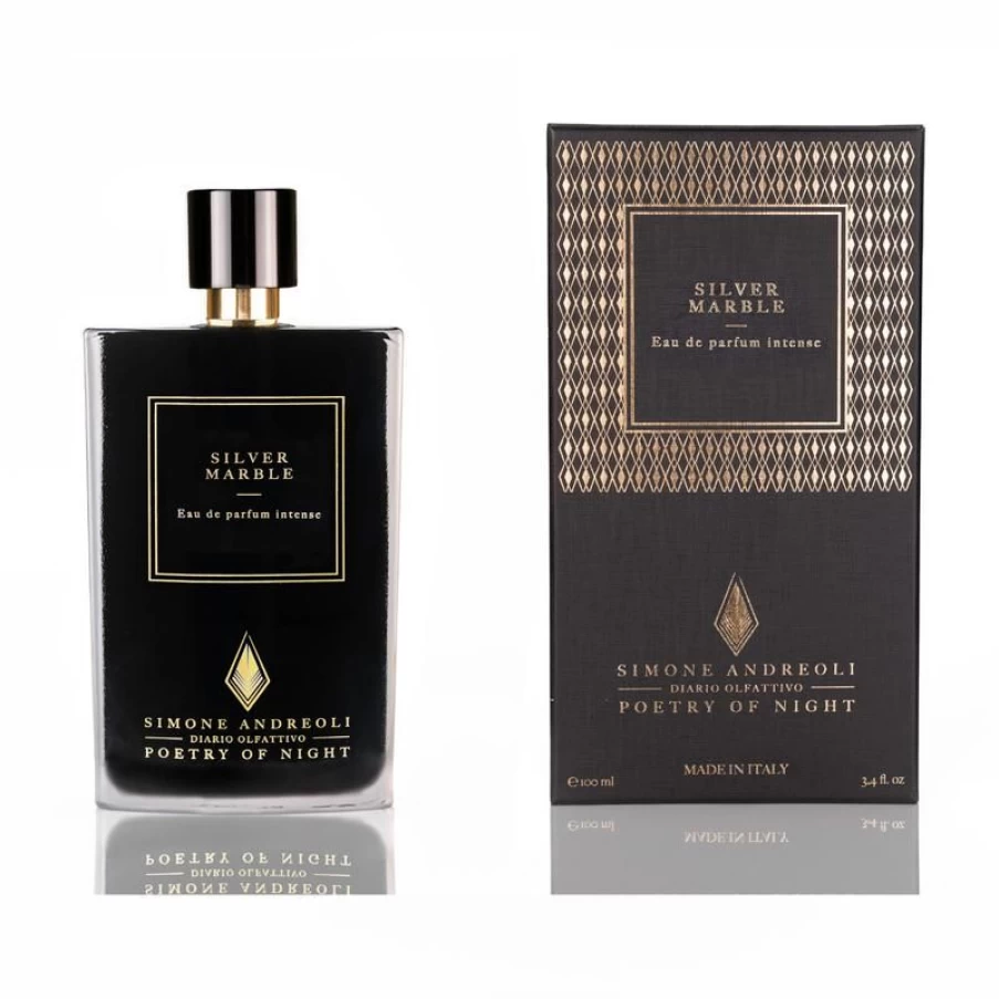 "Simone Andreoli Luxury Silver Marble Perfume – Elegant Scent for Women & Men"