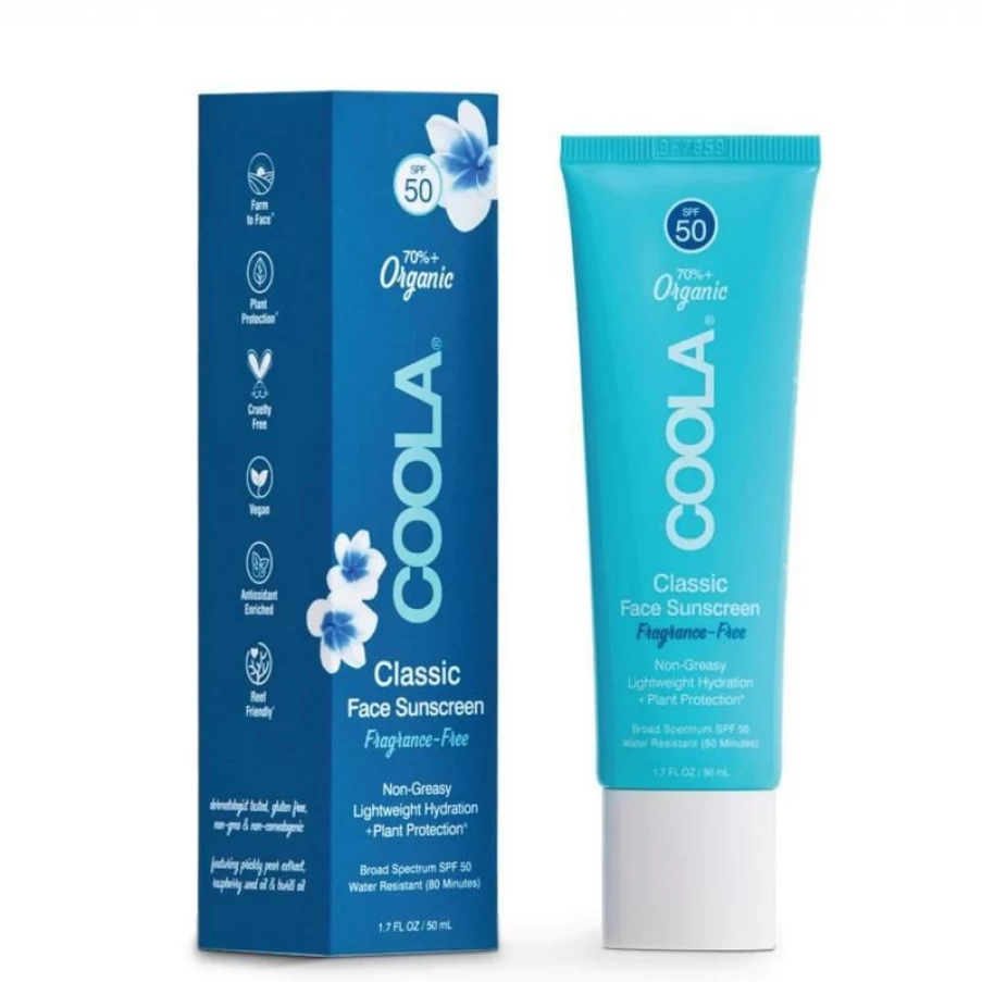 Coola Classic Face Organic Sunscreen Lotion SPF 50 - Vegan, Broad Spectrum, Reef Safe
