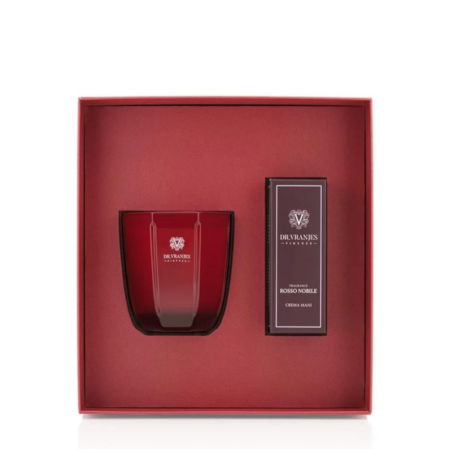 Dr. Vranjes Rosso Nobile Luxury Scented Candle 200g with Hydrating Hand Cream 50ml - Gift Box Set